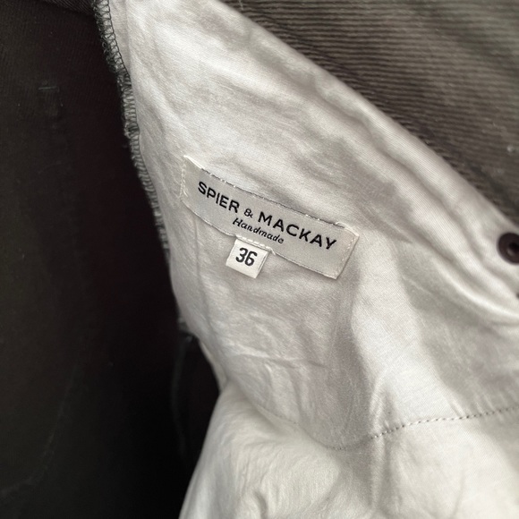 Dark Green Flannel Cotton Five Pocket Trousers - Picture 3 of 3